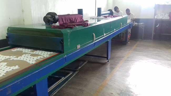 Curing process for line table screen printing
