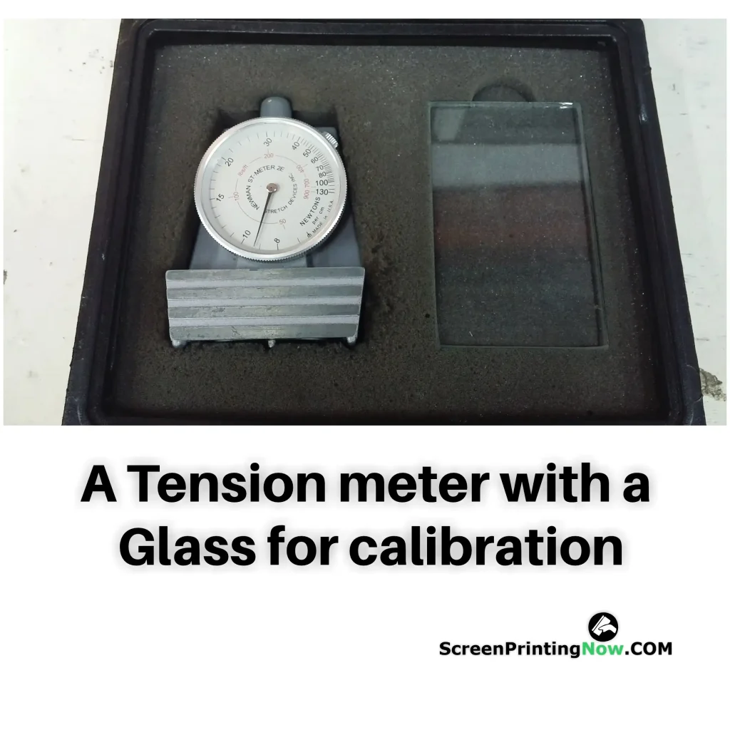 A Tension meter with a Glass for calibration in a plastic box for safty