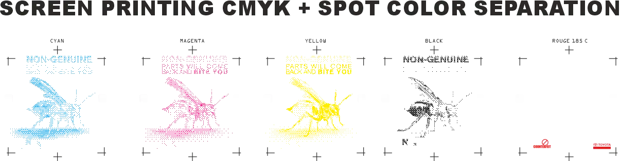 CMYK screen printing separation with an additional spot colour
