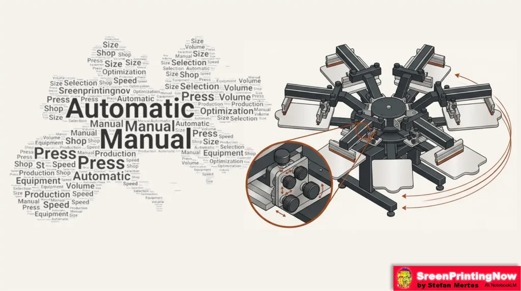 Guide to Manual and Automatic presses, covering equipment selection, production speed, and shop optimization