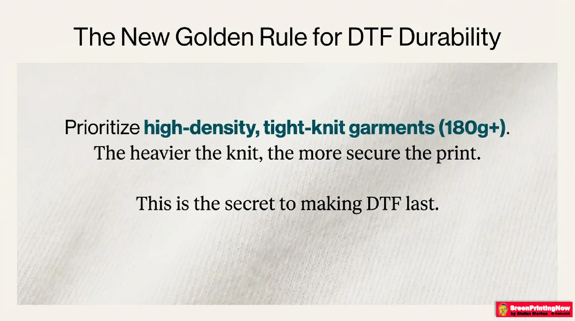 the dtf print been prefect so why did it fail slide 7 DTF printing tip: Prioritize 180g+ high-density garments for better print security and longer-lasting DTF transfers.